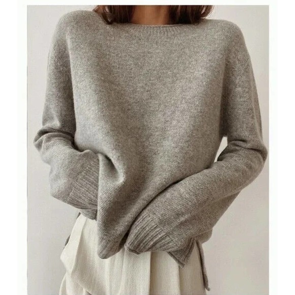 Jenni Kayne Sweaters - Jenni Kayne Wool Cashmere Blend Everyday Sweater Crew Neck Gray Medium H14881